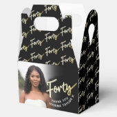 40e verjaardag Veertig script gouden zwarte foto Bedankdoosjes (Geopend)
