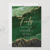 40e verjaardag Veertig smaragdgroen en goud teken Kaart (Voorkant)