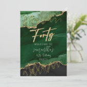 40e verjaardag Veertig smaragdgroen en goud teken Kaart (Staand voorkant)