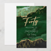 40e verjaardag Veertig smaragdgroen en goud teken Kaart (Voorkant / Achterkant)