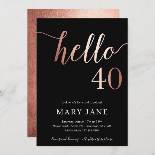 40e verjaardag, veertigste verjaardag kaart (Voorkant / Achterkant)