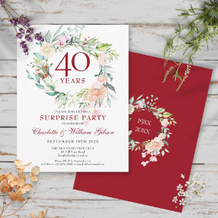 40e verjaardag verrassingsfeest rozen krans briefkaart