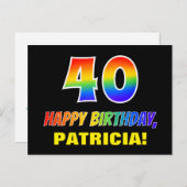 40e verjaardag: Vet, Vun, Eenvoudig, Regenboog 40 Briefkaart (Voorkant / Achterkant)