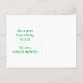 40e verjaardag: Vet, Vun, Eenvoudig, Regenboog 40 Briefkaart (Achterkant)