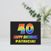 40e verjaardag: Vet, Vun, Eenvoudig, Regenboog 40 Briefkaart (Staand voorkant)