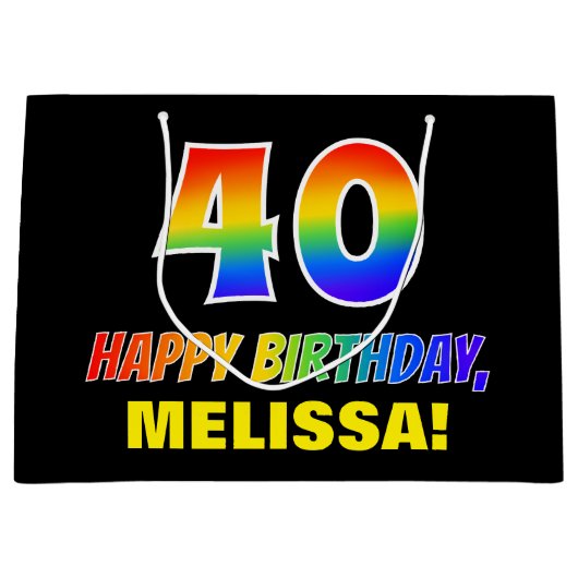 40e verjaardag: Vet, Vun, Eenvoudig, Regenboog 40 Groot Cadeauzakje (Voorkant)
