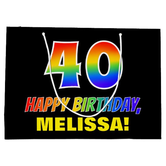 40e verjaardag: Vet, Vun, Eenvoudig, Regenboog 40 Groot Cadeauzakje (Achterkant)