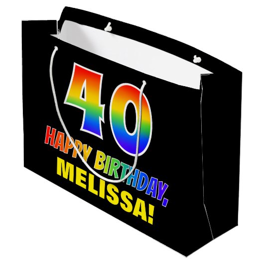 40e verjaardag: Vet, Vun, Eenvoudig, Regenboog 40 Groot Cadeauzakje (Achterkant Gekanteld)