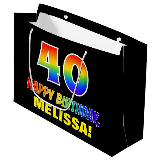 40e verjaardag: Vet, Vun, Eenvoudig, Regenboog 40 Groot Cadeauzakje (Voorkant Gekanteld)