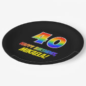 40e verjaardag: Vet, Vun, Eenvoudig, Regenboog 40 Papieren Bordje (Gekanteld)