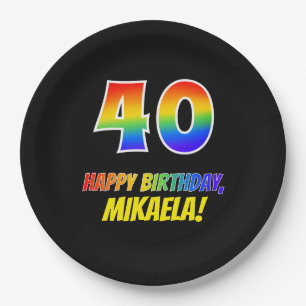 40e verjaardag: Vet, Vun, Eenvoudig, Regenboog 40 Papieren Bordje