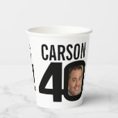 40e verjaardag vier oh aangepaste foto zwart wit papieren bekers (Achterkant)