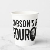 40e verjaardag vier oh aangepaste foto zwart wit papieren bekers (Voorkant)