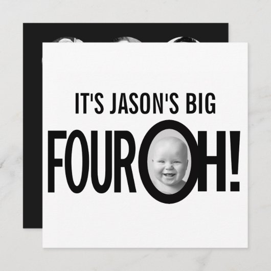 40e verjaardag VIER OH! foto zwart wit Kaart (Voorkant / Achterkant)