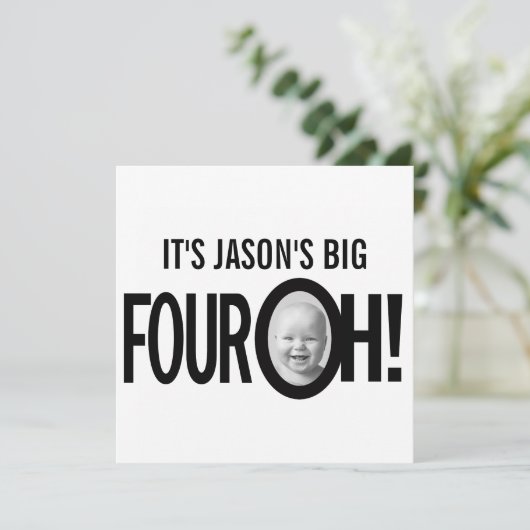 40e verjaardag VIER OH! foto zwart wit Kaart (Staand voorkant)