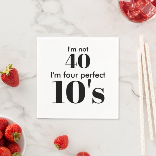 40e verjaardag vier perfecte zwarte tekst servet (Insitu)