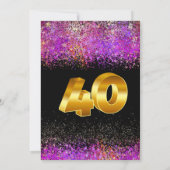 40e verjaardag vieren nodigen glitter stijl uit kaart (Achterkant)