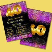 40e verjaardag vieren nodigen glitter stijl uit kaart
