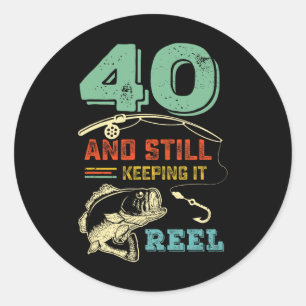40e verjaardag vissen wordt 40 visser mannen pu ronde sticker