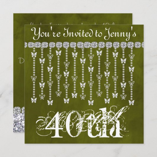 40e verjaardag vlindervlinder uitnodiging (Voorkant / Achterkant)