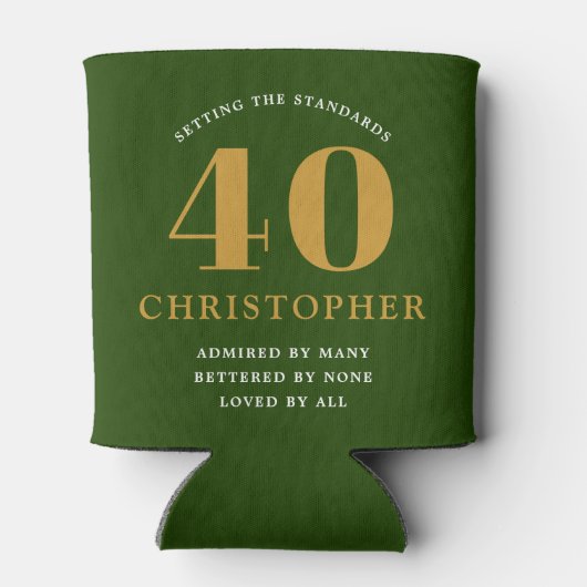 40e verjaardag Voeg naam 40 Green Gold Elegant Chi Blikjeskoeler (Achterkant)