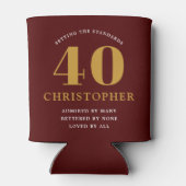 40e verjaardag Voeg naam 40 Red Gold Elegant afbee Blikjeskoeler (Achterkant)