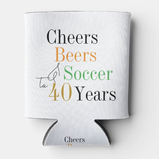 40e verjaardag Voetbal Cheers Beers Minimal Party Blikjeskoeler (Voorkant)