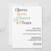 40e verjaardag Voetbal Cheers Beers Minimal Party Kaart (Voorkant)