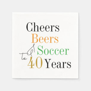 40e verjaardag Voetbal Cheers Beers Minimal Party Servet