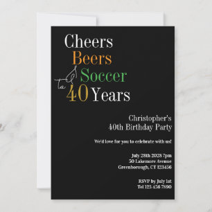 40e verjaardag Voetbal Cheers Beers Party Kaart