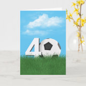 40e verjaardag Voetbal in Green Grass Kaart (Gele Bloem)