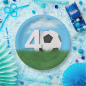 40e verjaardag Voetbal in Green Grass Papieren Bordje (Feest)
