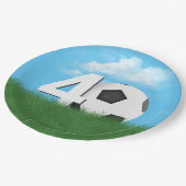 40e verjaardag Voetbal in Green Grass Papieren Bordje (Gekanteld)