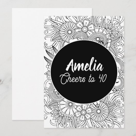 40e verjaardag Volwassenkleur Feestdagenkaart (Voorkant / Achterkant)