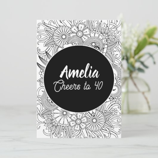 40e verjaardag Volwassenkleur Feestdagenkaart (Staand voorkant)