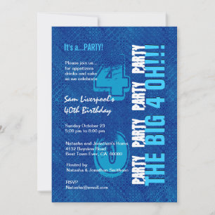 40e verjaardag voor Him Royal Blue en Aqua W1502 Kaart