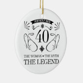 40e verjaardag voor vrouwen keramisch ornament (Rechts)