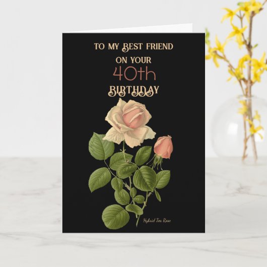 40e verjaardag vriend hybride thee Roos Kaart (Gele Bloem)