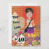40e verjaardag vrouw Foxy Lady 🎉 Aangepaste foto Kaart (Voorkant)