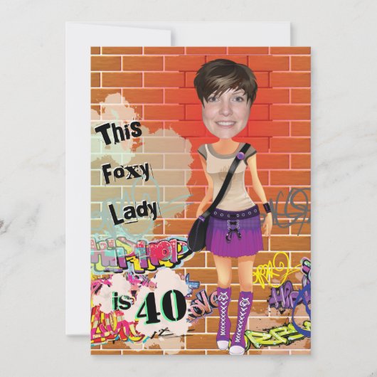 40e verjaardag vrouw Foxy Lady  🎉 Aangepaste foto Kaart (Voorkant)