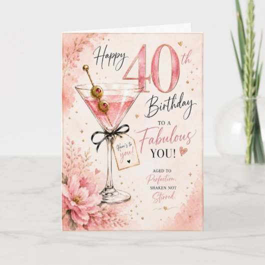 40e verjaardag vrouw Martini Kaart (Voorkant)
