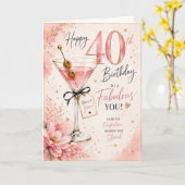 40e verjaardag vrouw Martini Kaart (Gele Bloem)