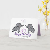 40e verjaardag vrouw schattige olifantenkaart kaart (Gele Bloem)