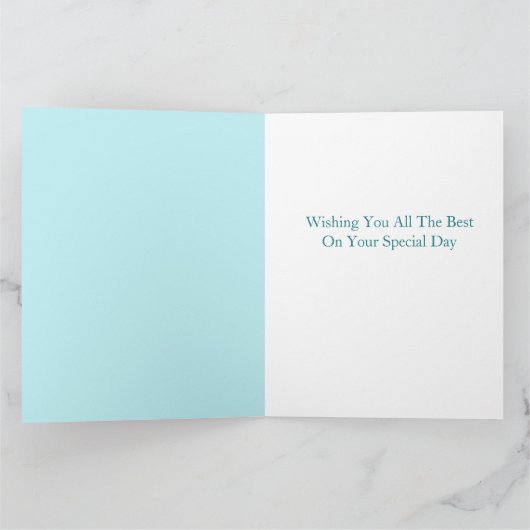 40e verjaardag Waterverf Turquoise Blue Flowers Kaart (Binnen)