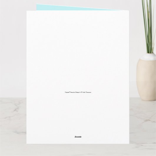 40e verjaardag Waterverf Turquoise Blue Flowers Kaart (Achterkant)