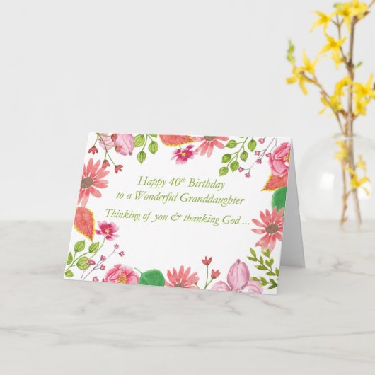 40e verjaardag Waterverf van de prachtige kleindoc Kaart (Gele Bloem)