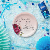 40e verjaardag wazige roze roze roos goudbloem papieren bordje (Feest)