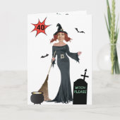 40e verjaardag Weemens nieuwe grappige heks, kaart (Voorkant)