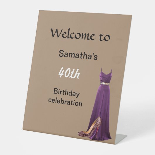 40e verjaardag welkom voetstuk reclamebord met voetstuk (Voorkant)
