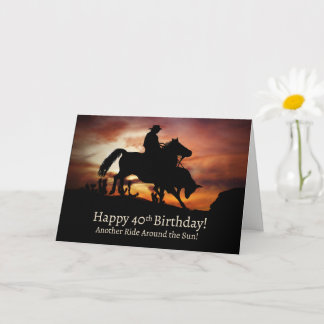 40e verjaardag Western met Cowboy and Horse Kaart